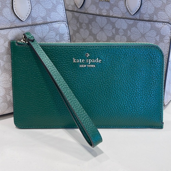 Kate Spade Medium Lucy L-Zip Wristlet Pebble Leather 
COLOR:
Arugula 
NWT - Picture 2 of 16